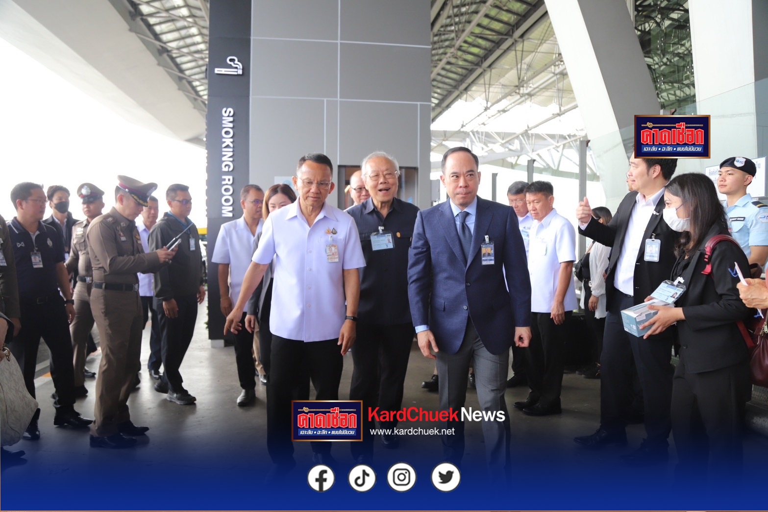 สมุทรปราการ รัฐมนตรีว่าการกระทรวงสาธารณสุขลงพื้นที่สำรวจการจัดพื้นที่ห้องสูบบุหรี่ท่าอากาศยานสุวรรณภูมิ มุ่งสู่มาตรฐานระดับสากล เทียบเท่าท่าอากาศยานชั้นนำระดับโลก