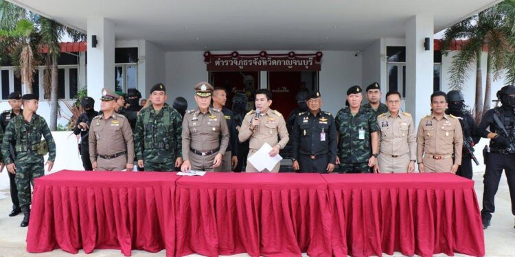 จังหวัดกาญจนบุรี แถลงผลการจับกุมเครือข่ายค้ายาเสพติดรายใหญ่ “สุทัศน์ เดชคำ (มุ้ย)” ยึดทรัพย์รวมกว่า 408 ล้านบาท