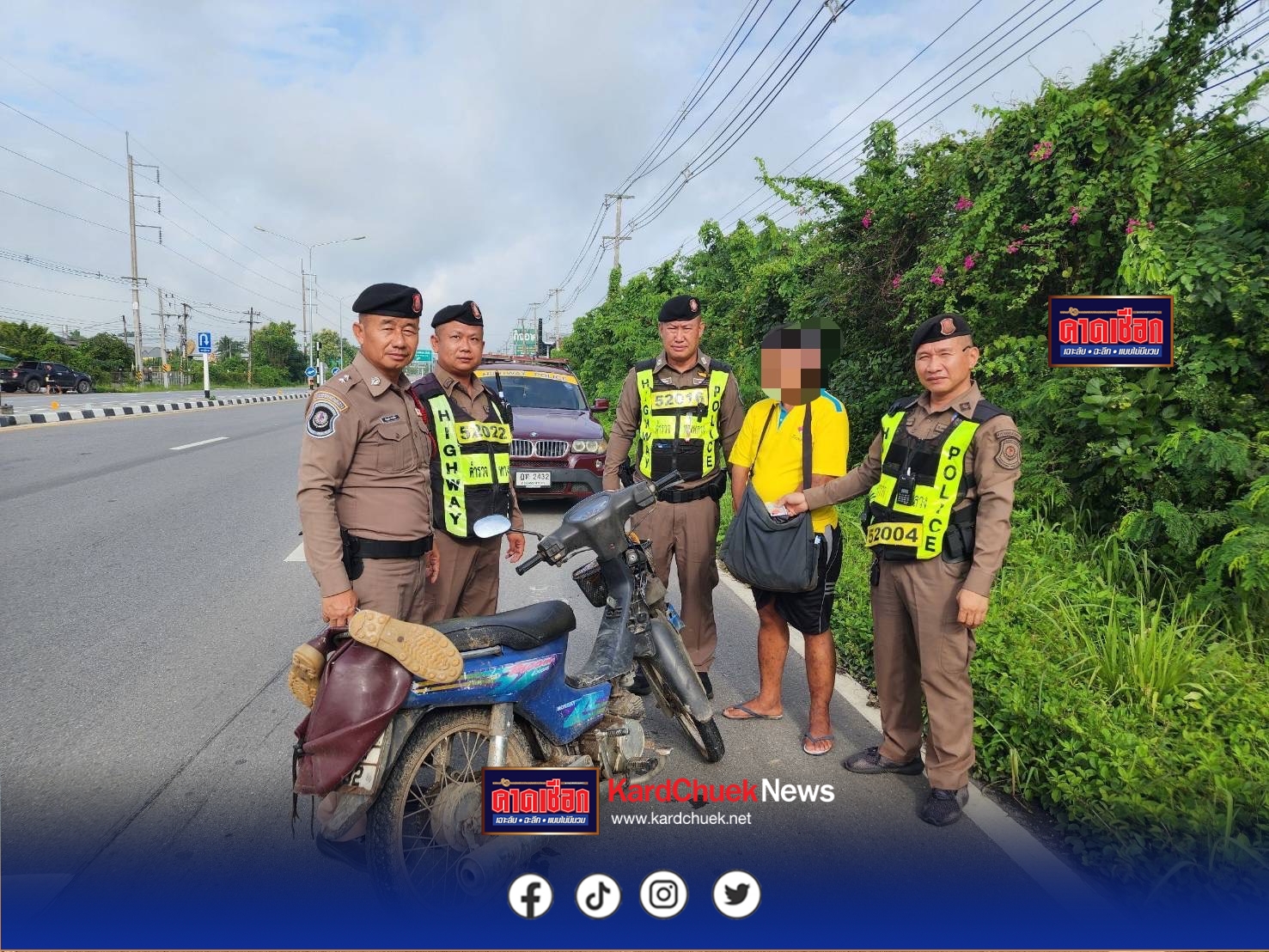 ตำรวจทางหลวงลำปาง-ลำพูน (ส.ทล.2 กก.5 บก.ทล.) จับกุมผู้ต้องหาเสพยาบ้าขับขี่รถจักรยานยนต์ ตรวจค้นพบยาบ้า 28 เม็ด