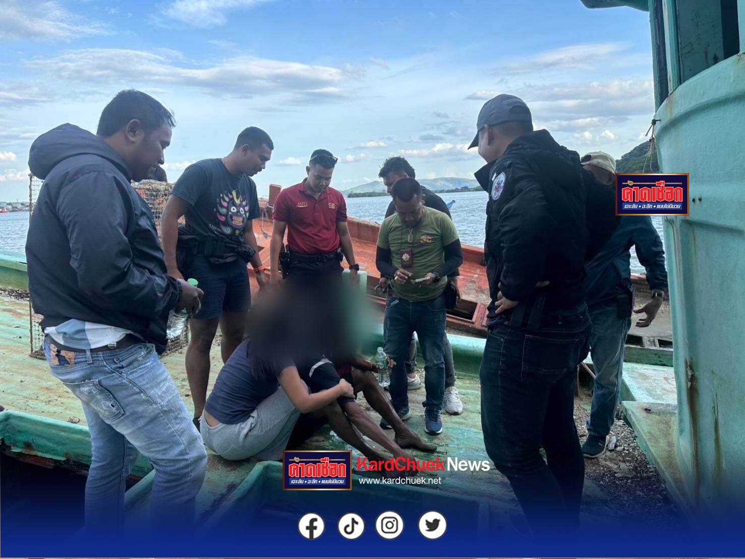 ตามรวบผู้ต้องหาพยายามฆ่า หลบซ่อนในซากเรือกลางทะเลสาบ