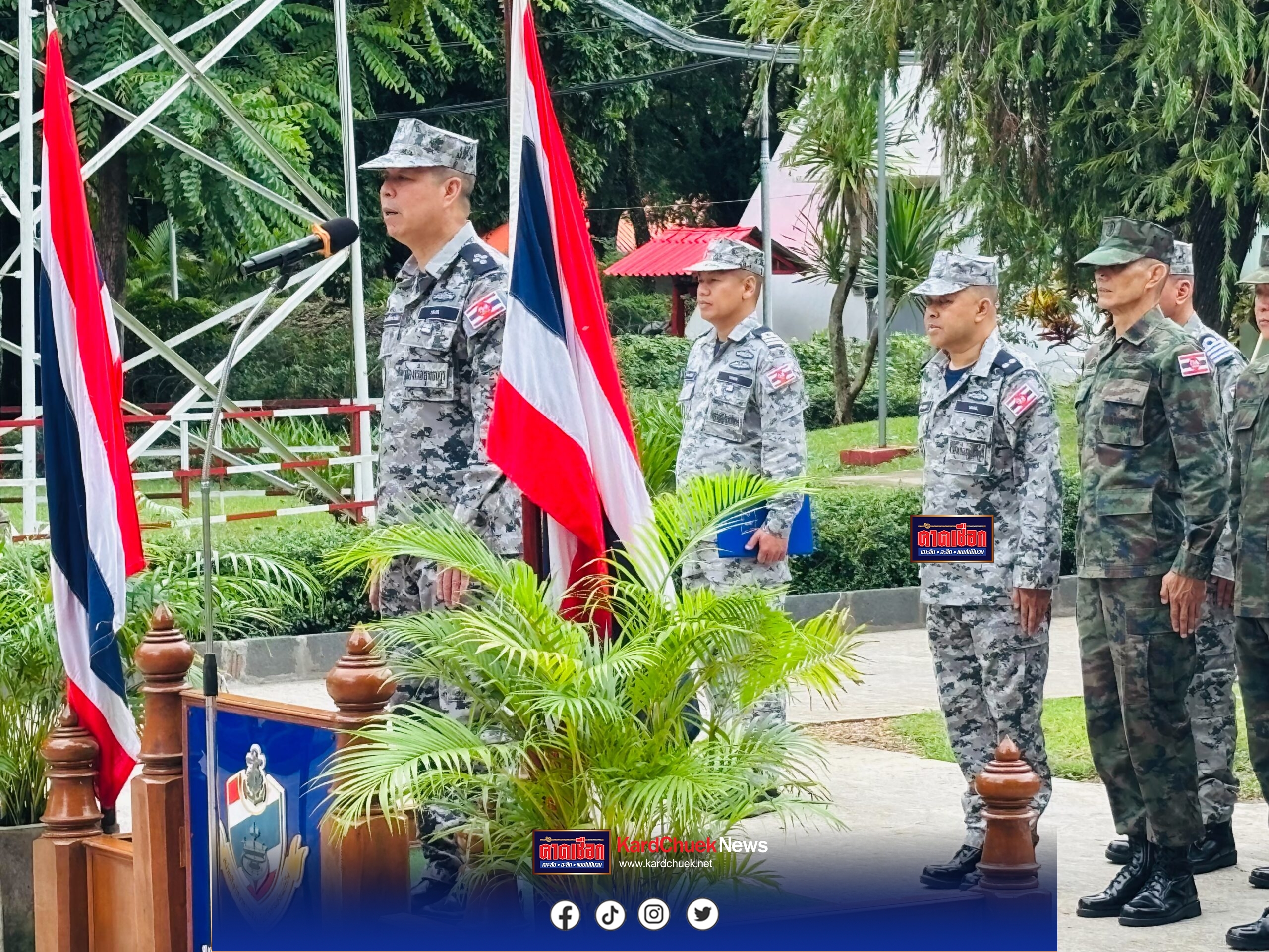 ผู้บัญชาการกองเรือยุทธการ ตรวจเยี่ยมหน่วยเรือรักษาความสงบเรียบร้อยตามลำแม่น้ำโขง เขตอุบลราชธานี