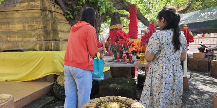 ปราจีนบุรี–วันแม่พาแม่นมัสการขอพรต้นพระศรีมหาโพธิ อายุ 2,500 ปี ต้นเดียวกับพระพุทธเจ้าทรงตรัสรู้ 