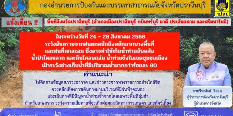 ปราจีนบุรี-ชาวปราจีนฯเจอครั้งแรกผวา! หลังพบโทรศัพท์มี Broadcast พบข้อความแจ้งเตือนภัยพายุ “คาจิกิ” 17 จ.