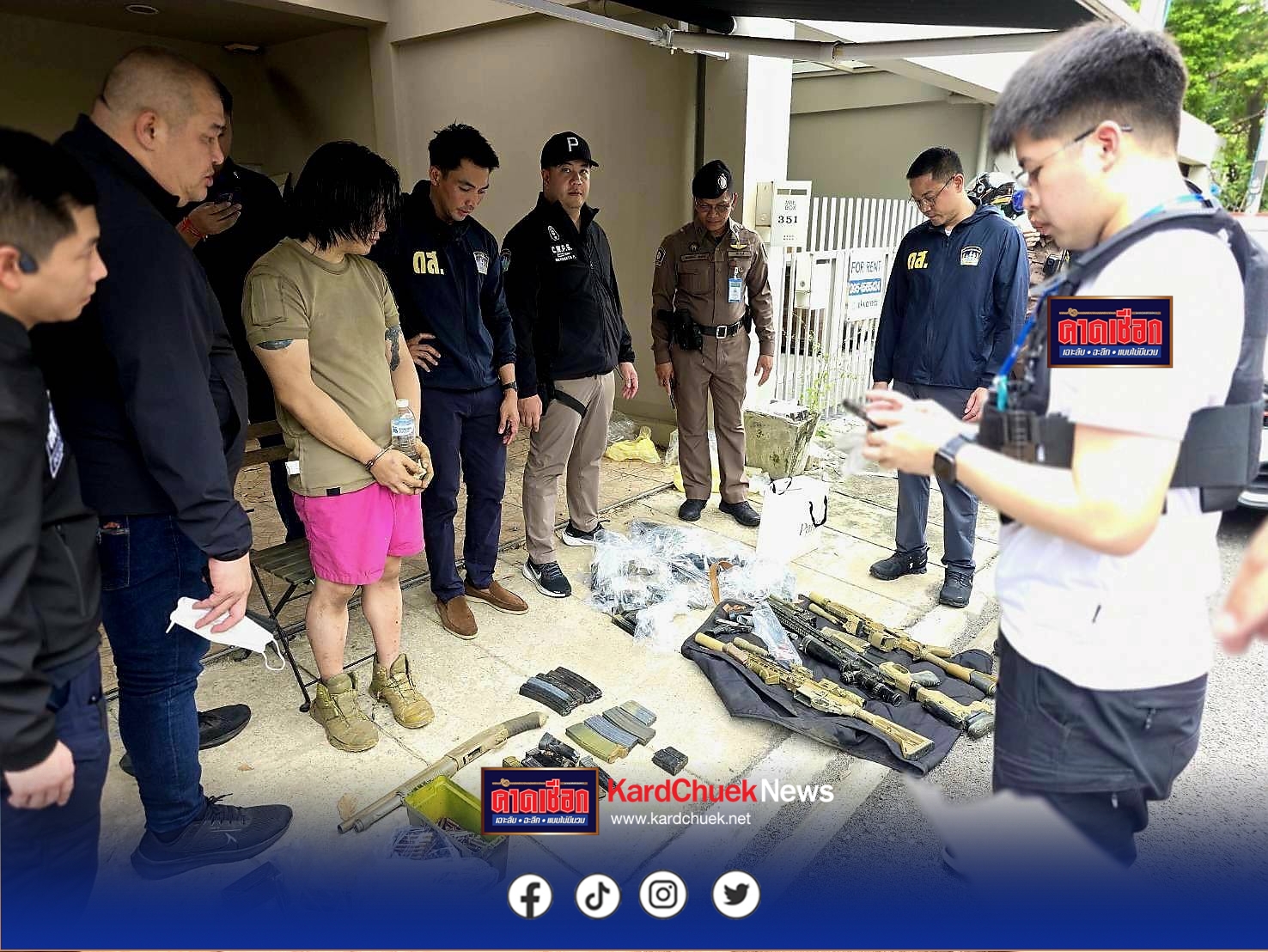 ดส.รวบ “ไฮโซลูกนัท” พร้อมปืนกว่า 20 กระบอก กระสุนอื้อ-ยาโคเคน ชักปืนตบหน้าสาวบังคับเสพยา
