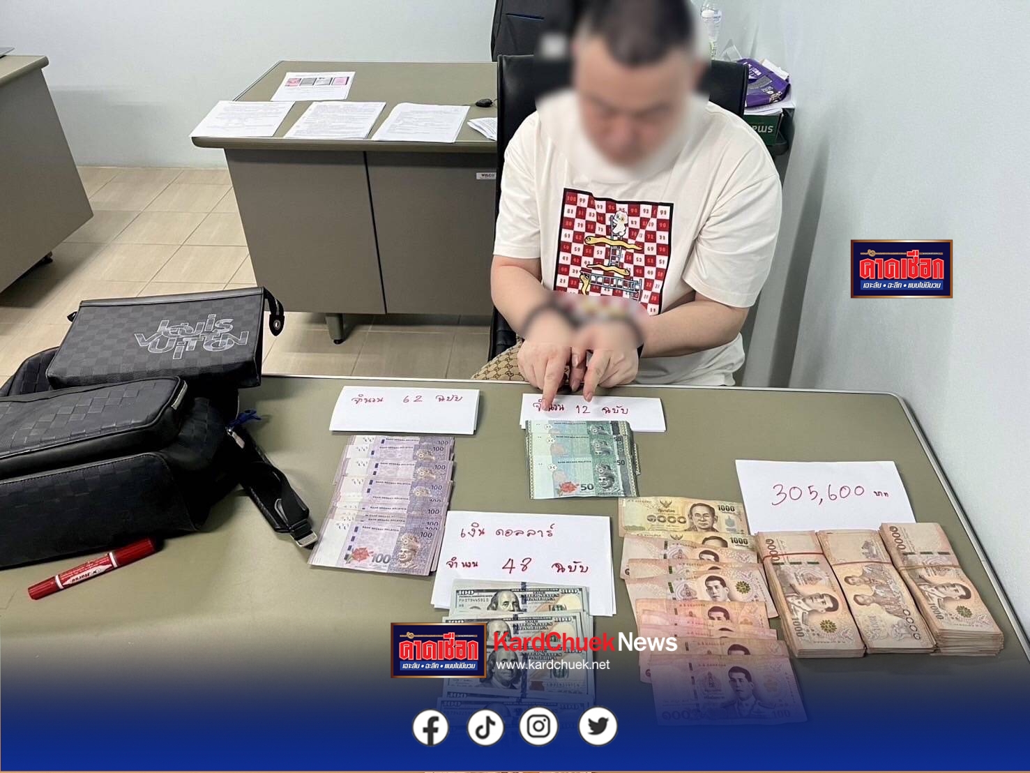 เรียกตรวจรถผิดสังเกต รวบต่างด้าว พบหมายแดงจากจีน ประวัติเป็นหัวหน้าแก๊งฉ้อโกงร่วมร้อยล้าน