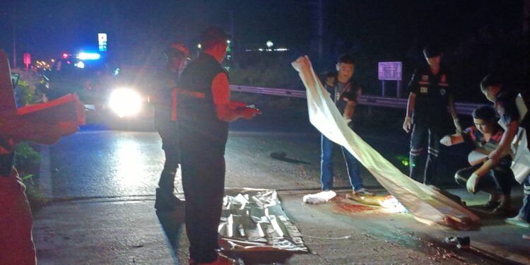 หนุ่มเดินเท้าถูกรถชนดับอนาถกลางถนน