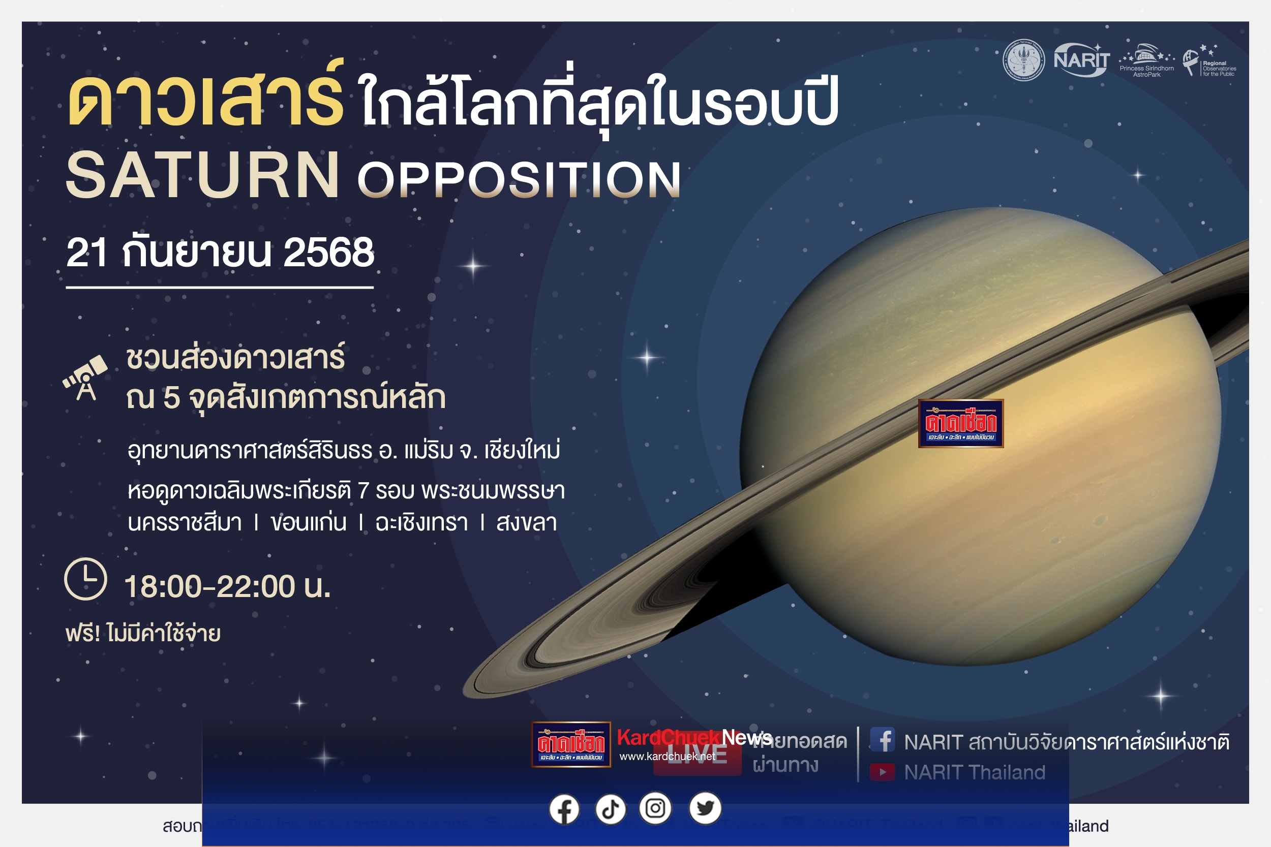 ปราจีนบุรี-คืนนี้ 21 ก.ย. อย่าพลาดชม“ดาวเสาร์ใกล้โลกที่สุดในรอบปี”