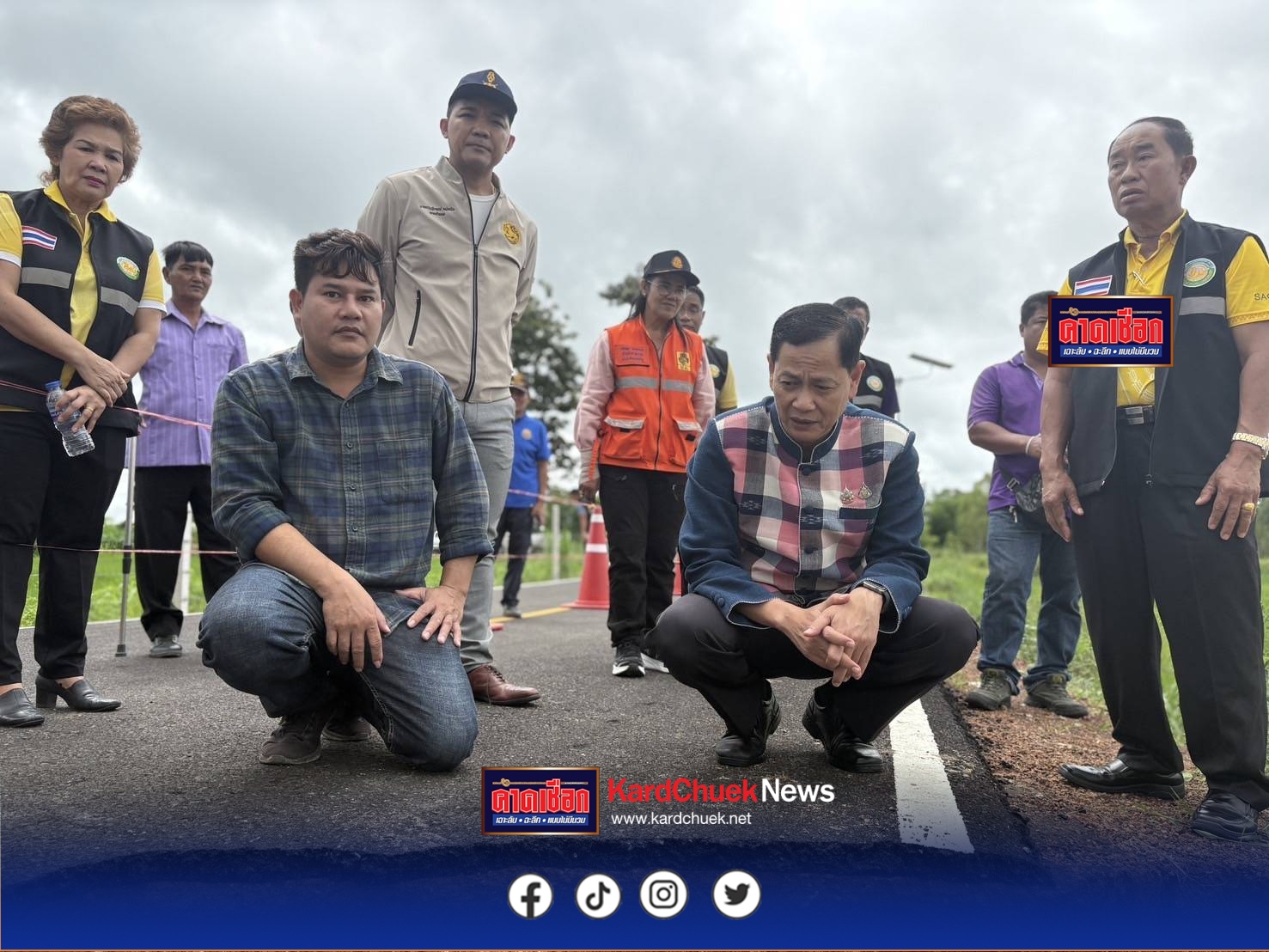 อำนาจเจริญ ฝนตกสะสมส่งผลให้ถนนที่จังหวัดอำนาจเจริญทรุดตัวยาวกว่า 10 เมตร