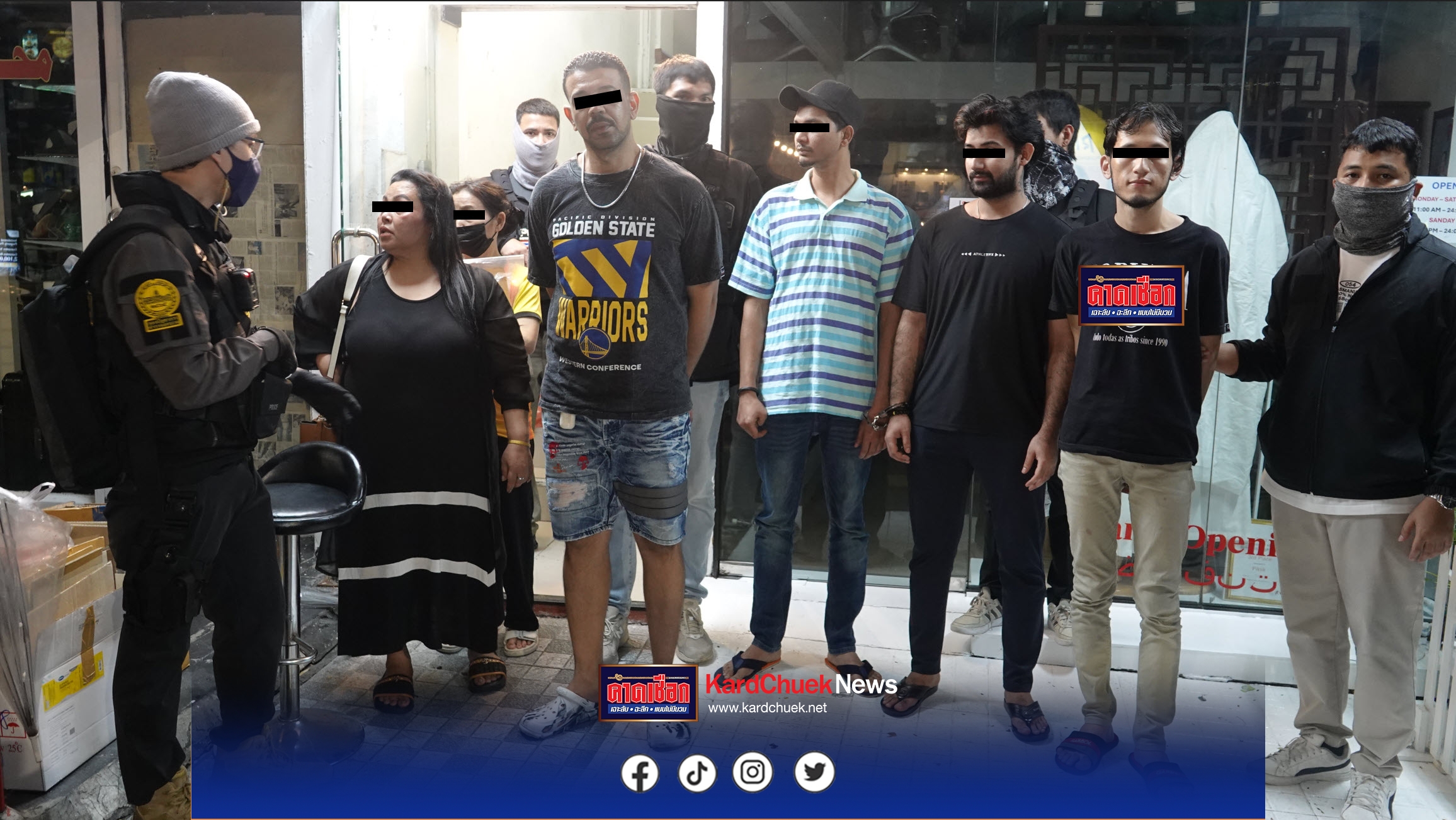 นครบาลบุกรวบ 7 ต่างชาติ 1 คนไทยคาร้านตัดผมย่านนานาบังหน้าขายยานรก