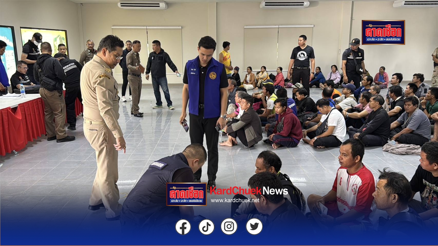 นนทบุรี ปลัดจังหวัดนนท์นำทีมบุก! จับต่างด้าวเวียดนาม–ลาว กว่า 75 ราย เข้าเมืองผิดกฎหมายกลางบางใหญ่