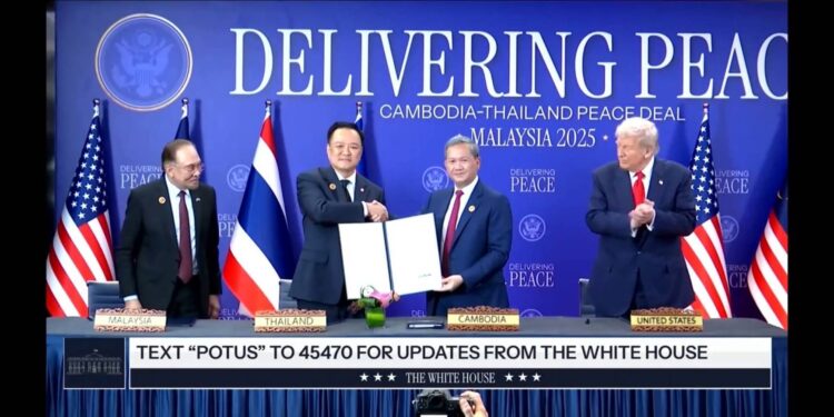 ‘นายกฯหนู’ ร่วมลงนามปฏิญญาสันติภาพไทย-กัมพูชา โดยมี ‘ทรัมป์’ ร่วมเป็นสักขีพยาน