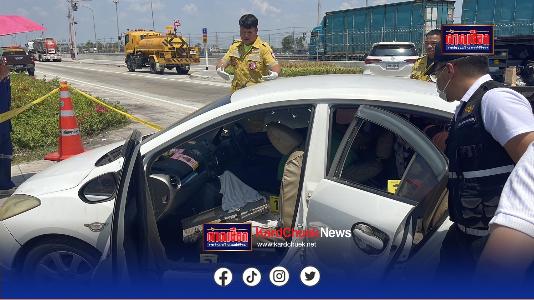 ปทุมธานี ญาติช็อก เสี่ยอู่รถรมควันเสียชีวิตปริศนาในรถจุดพักทางด่วนมอเตอร์เวย์