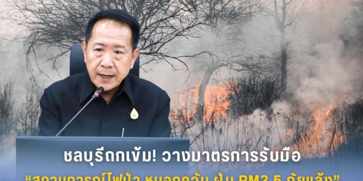 ชลบุรีถกเข้ม!วางมาตรการรับมือ “สถานการณ์ไฟป่า หมอกควัน ฝุ่น PM2.5 ภัยแล้ง” เร่งบริหารจัดการน้ำเพื่อประชาชน