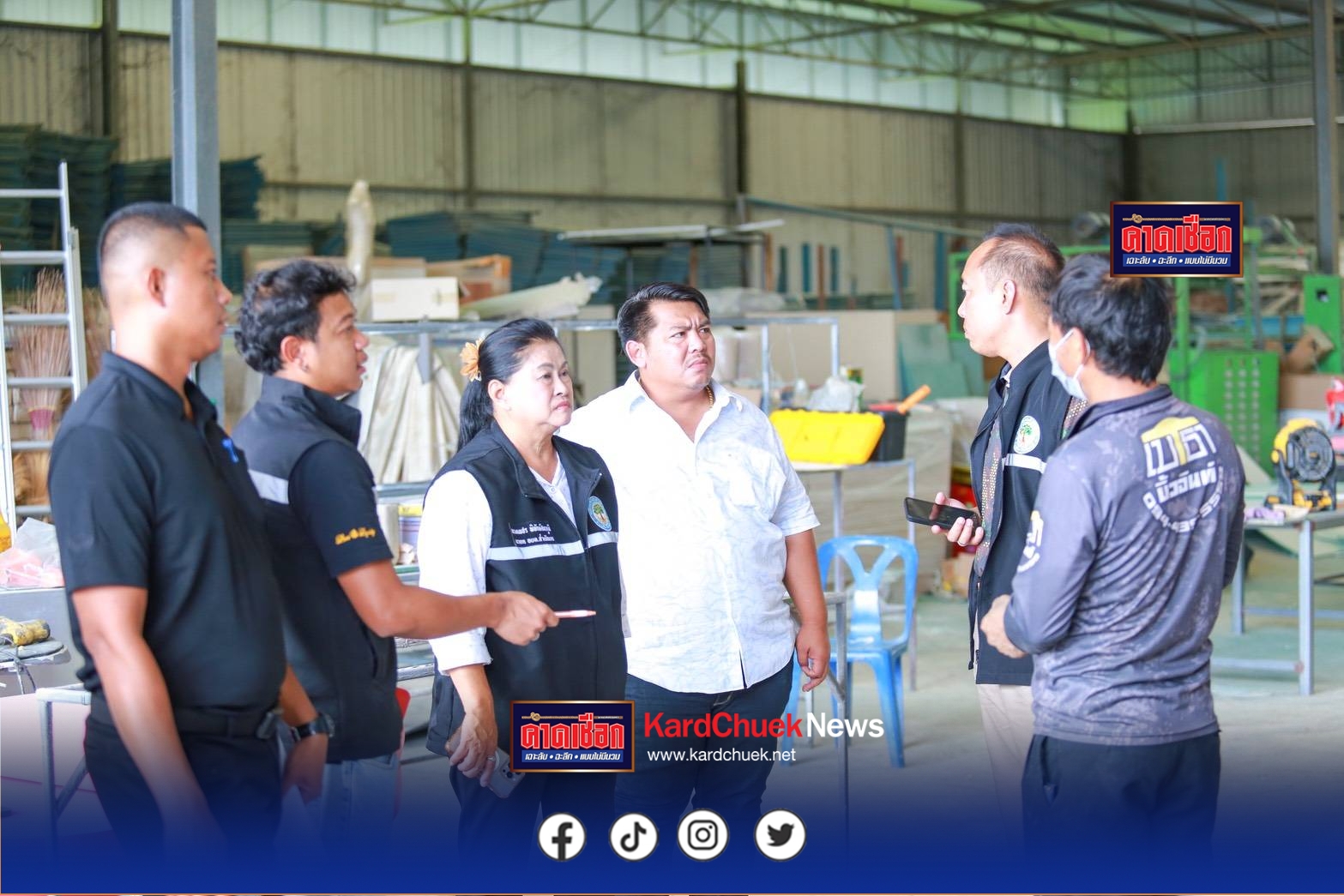 นายก อบต.สำนักบก ลงพื้นที่ตรวจสอบโรงงานพ่นสีไร้ใบอนุญาต หลังชาวบ้านร้องเรียนเสียงดังยามค่ำคืน