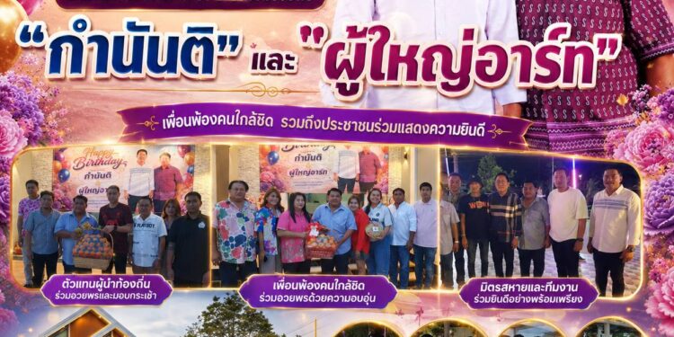 บรรยากาศอบอุ่น นักการเมืองท้องถิ่นและประชาชนร่วมอวยพรวันคล้ายวันเกิด “กำนันติ” กำนันตำบลสำนักบก และ”ผู้ใหญ่อาร์ท”ผู้ใหญ่บ้านหมู่ 6 ตำบลนาป่า ซึ่งทั้งสองท่านเกิดวันเดียวกัน โดยมีเพื่อนพ้อง คนใกล้ชิด รวมถึงประชาชนในพื้นที่เดินทางมาร่วมแสดงความยินดีอย่างคึกคักกว่า 200 คน