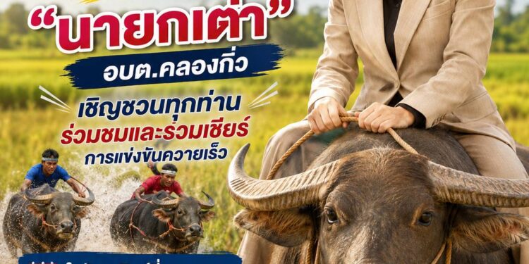 “นายกเต๋า”   อบต.คลองกิ่ว  ชวนเที่ยวงานวิ่งควายบ้านบึงชมศึกควายเร็วสุดมันส์ ริมอ่างเก็บน้ำหนองน้ำเขียว สืบสานวัฒนธรรมท้องถิ่น