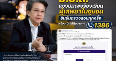 ป.ป.ส. แจงปมเพจร้องเรียนผู้เสพยาในชุมชน ยืนยันตรวจสอบทุกครั้ง พร้อมเปิดให้ติดตามผล 1386