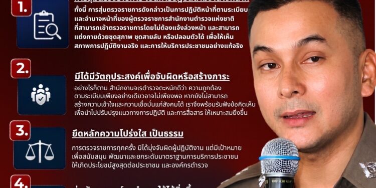 สำนักงานจเรตำรวจชี้แจงกรณีสุ่มตรวจราชการ สภ.เสม็ด ยืนยันดำเนินการตามอำนาจหน้าที่ พร้อมรับฟังทุกความเห็นจากสังคม