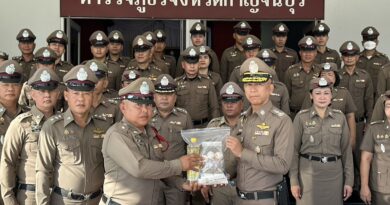 ผบก. ภ.จว.กาญจนบุรี ได้ร่วมเข้าแถวเคารพธงชาติ กล่าวคำสัตย์ปฏิญาณ กำชับตำรวจการปฏิบัติหน้าที่ ให้สุจริตโปร่งใสยุติธรรม และมอบถุงยังชีพ เพื่อเป็นสวัสดิการ และสร้างขวัญกำลังใจ